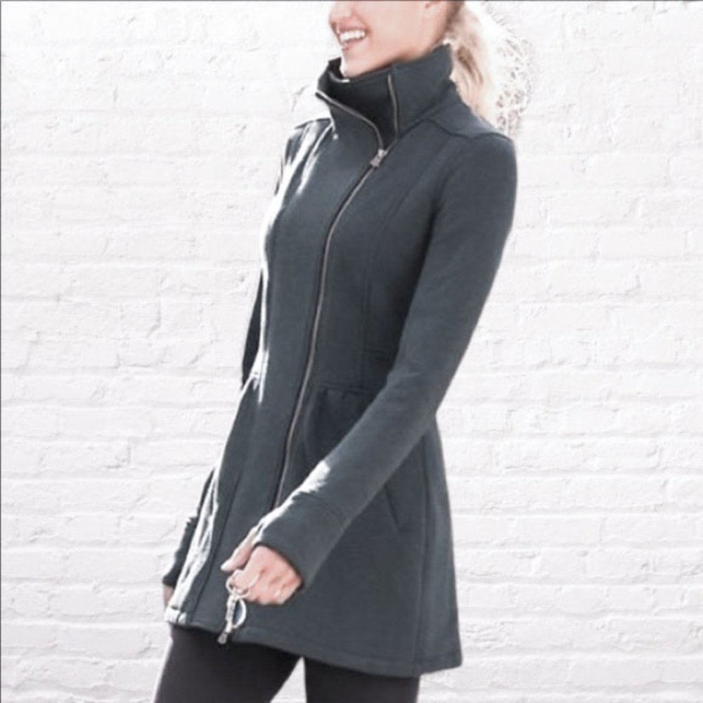 Athleta Cherry Creek Grey Asymmetrical Long Jacket